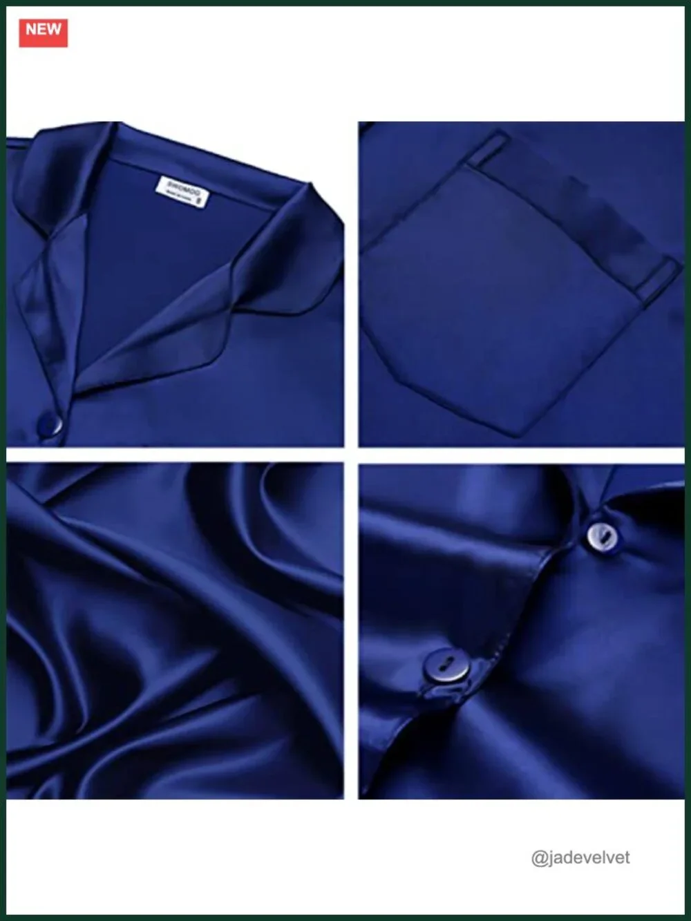 Men's Silk Satin Pajama Set Long Sleeve Button Down Sleepwear 2 Pcs